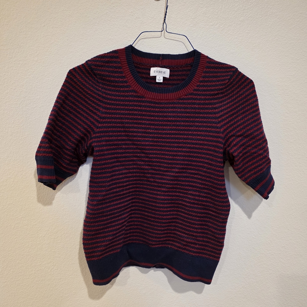 Evereve Women's Striped Crewneck Sweater - Red and Navy